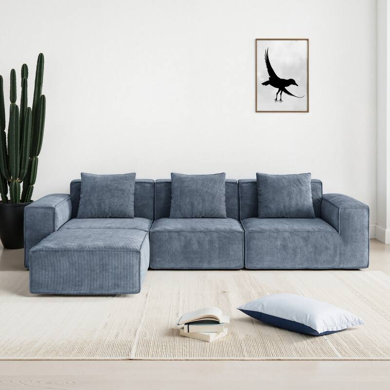 Chenille Fabric Sectional Sofa for Living Room,Tofu Block Sofa Floor Sofa