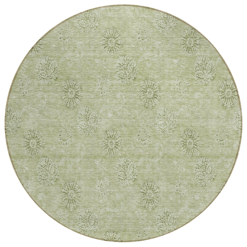Machine Washable Indoor/ Outdoor Chantille Floral Burst Rug
