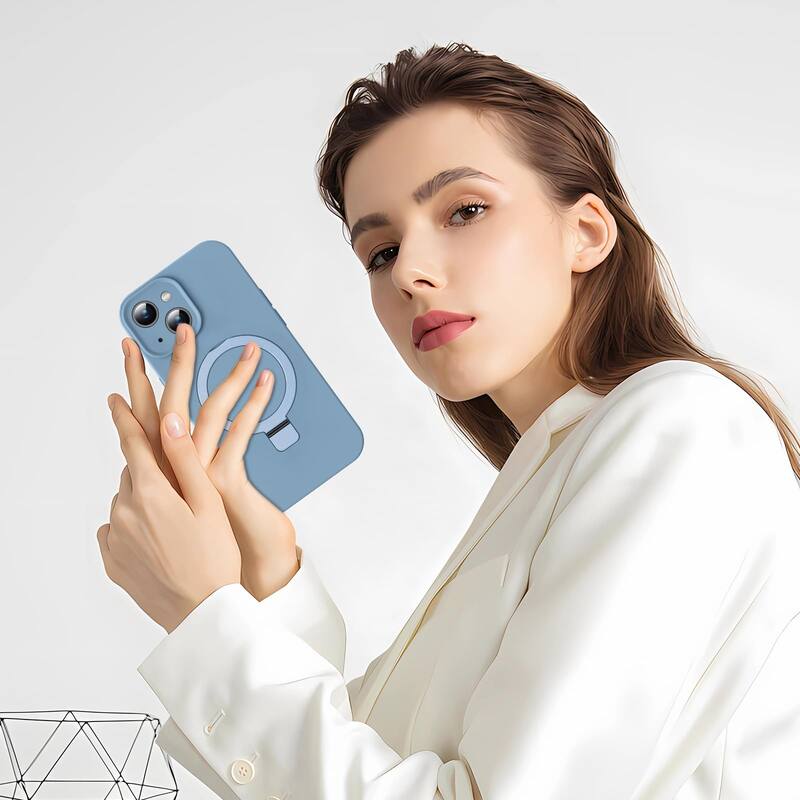 iPhone 15 Case, Liquid Silicone Moisturizing Factor Extreme Soft Slim Phone Case with Stand Compatible with MagSafe 6.1 inch