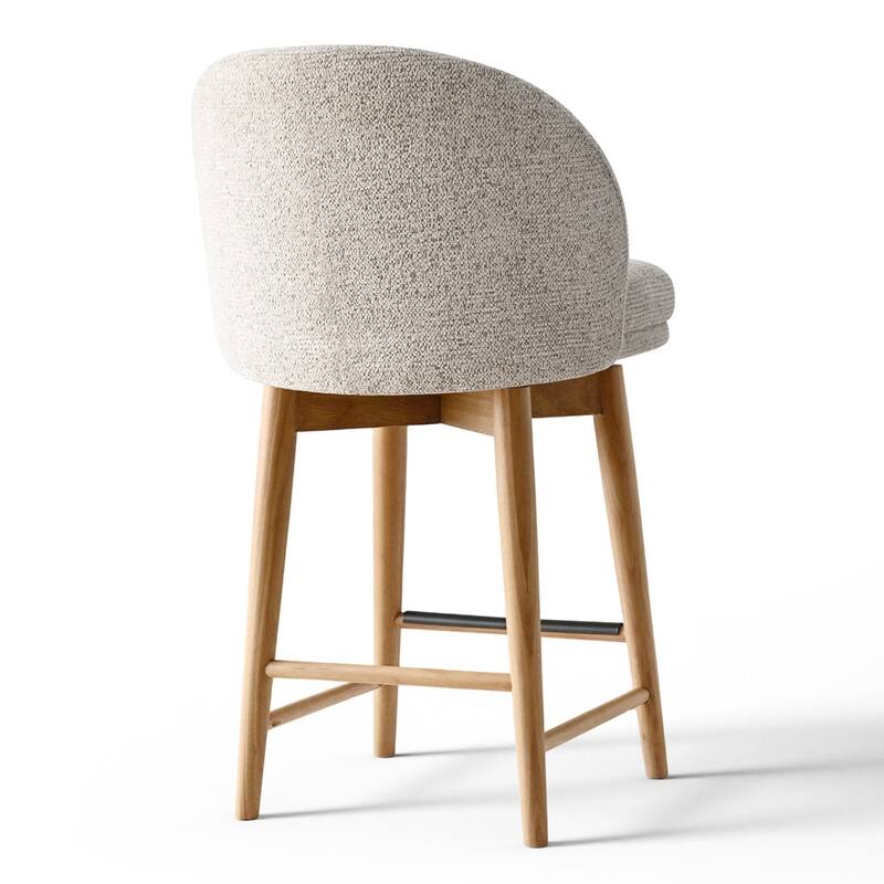 25.5" Swivel Solid Wood Leg Upholstered Counter Stool(Set of 4)