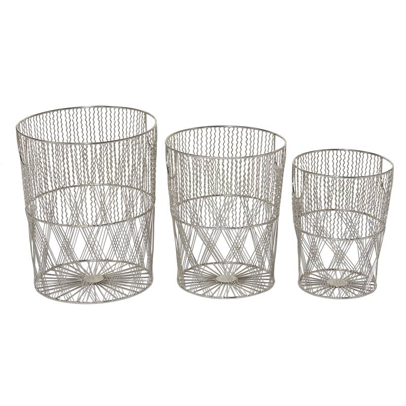 Metal Storage Basket with Handles - Set of 3 Silver - Roche River Decor - Silver