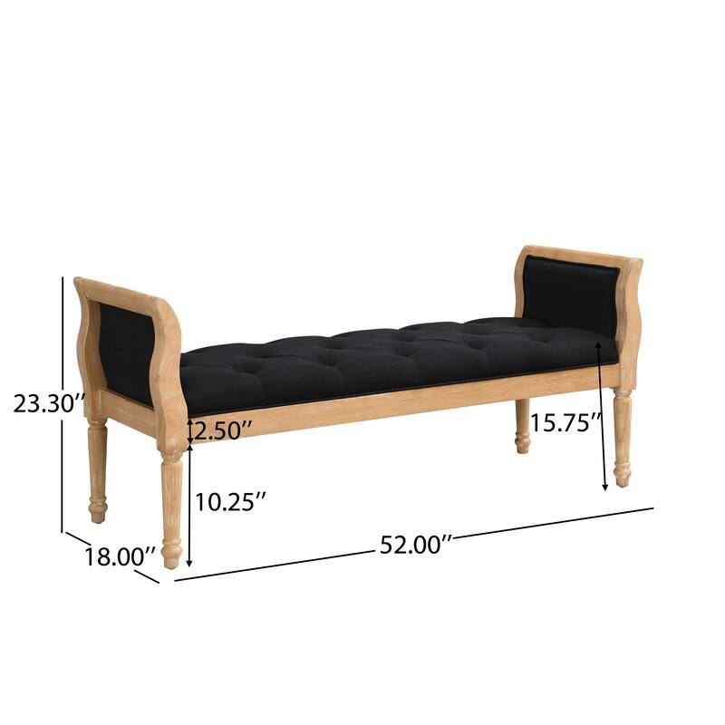 Christopher Knight Home - Valen Classic Tufted Upholstered Bench with Curved Arms and Solid Wood Frame