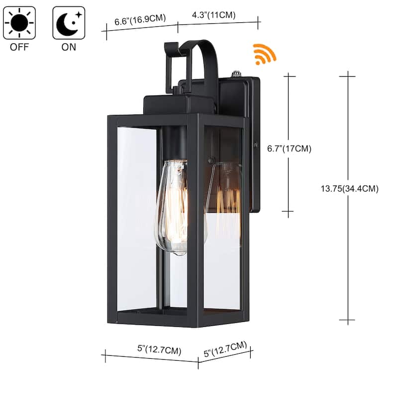 Martin 1-Light Black Outdoor wall Lantern Sconces (2-Pack)(Dusk to Dawn Could be Chosen)