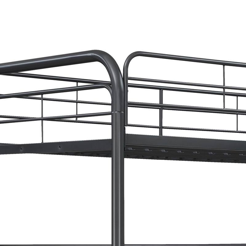 Twin/Full Over Full Triple Bunk Bed, Modern Steel Frame, Noise-Free, Black