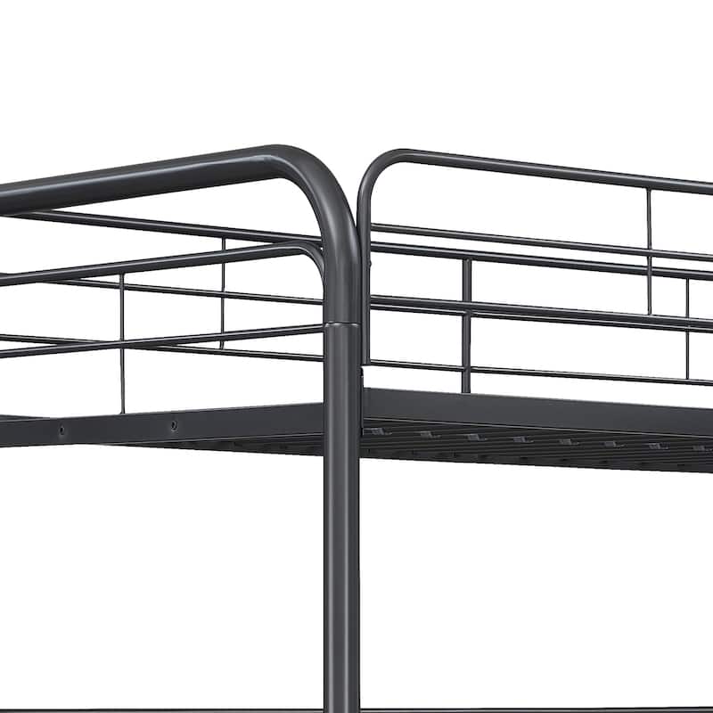 Twin over Twin Size Metal Furniture Triple Bunk Bed with Ladder and Fence for Bedroom, Kids, Boys and Girls