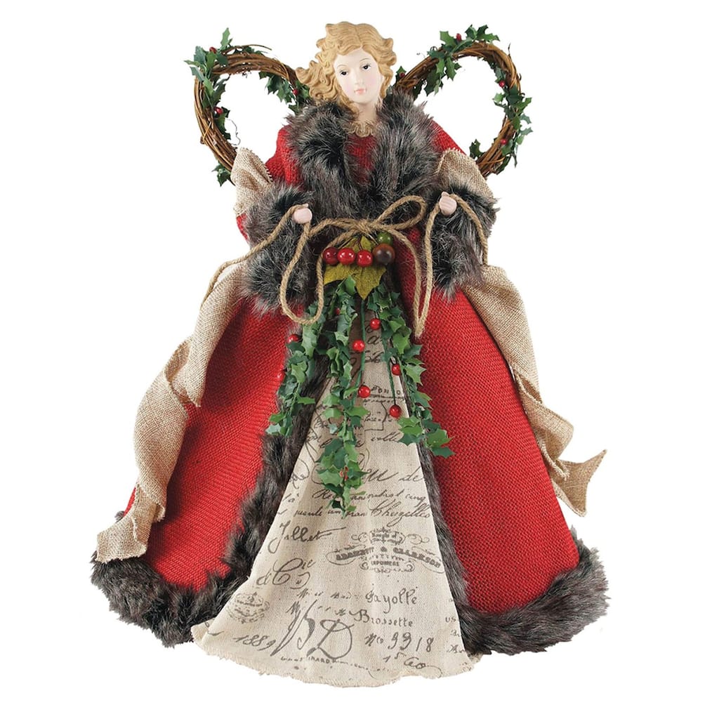 16" Homespun Angel Christmas Tree Topper, Unlit