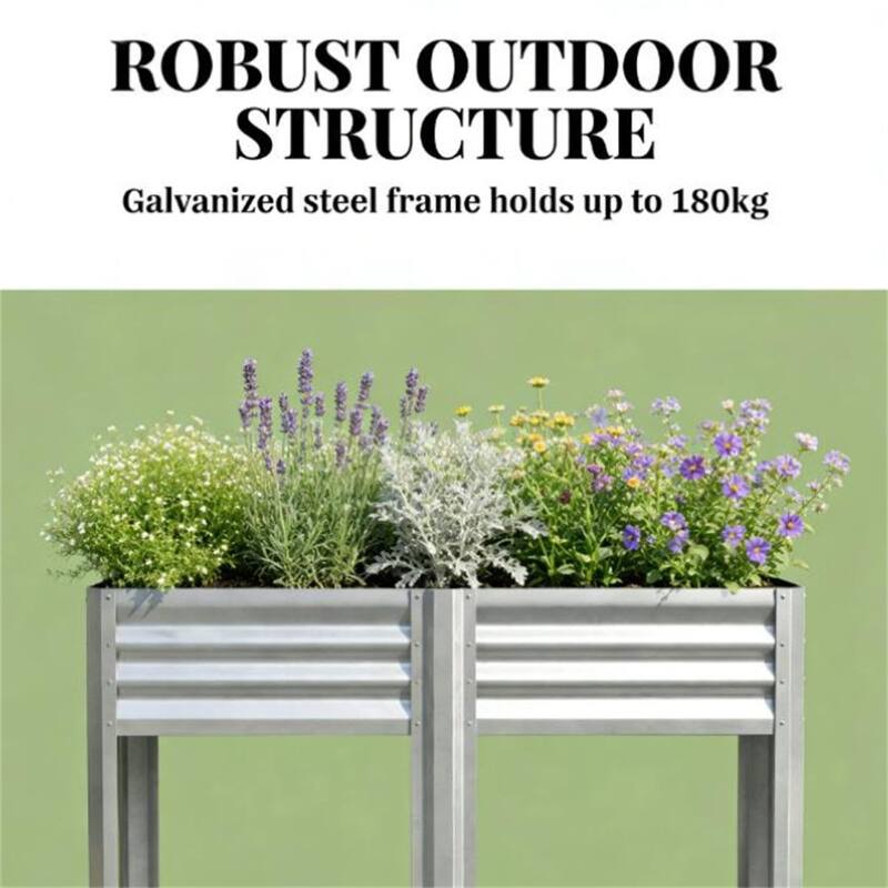 Elevated Garden Bed, Plant Rack, Elevated Flowerpot Box, Planting Box, Silver