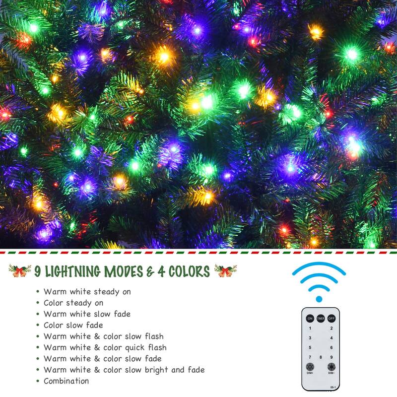 Gymax 6/7/8 FT Pre-lit Artificial Christmas Tree Hinged Xmas Tree w/ 9 - See Details