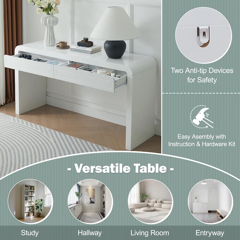 Christopher Knight Home - Varenne Curved MDF Console Table with Dual-Drawer Storage