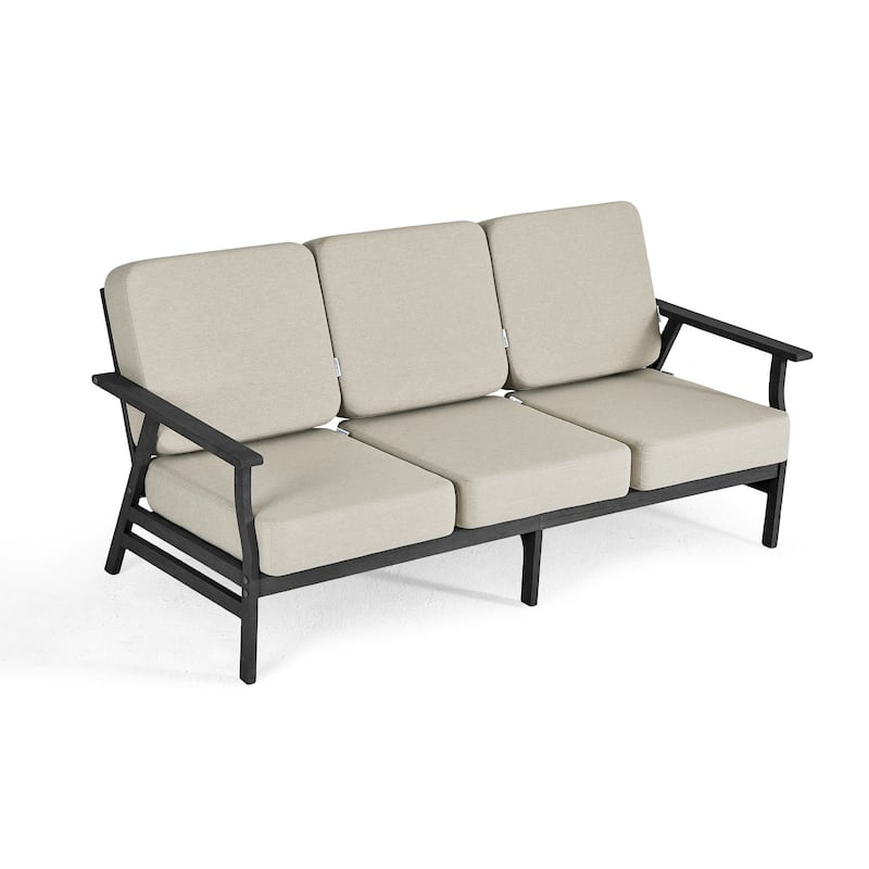 Casual Wood Cushioned 5-Piece Outdoor Patio Conversation Set