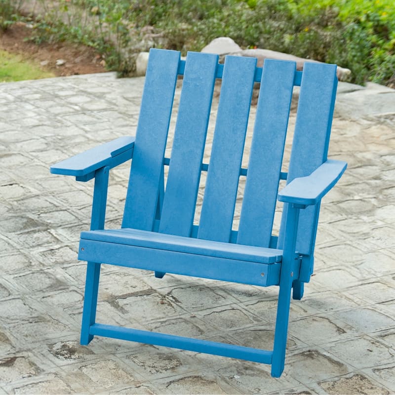 Amalfi Fully Assembled All-Weather HDPE Outdoor Folding Modern Adirondack Chair - Pacific Blue