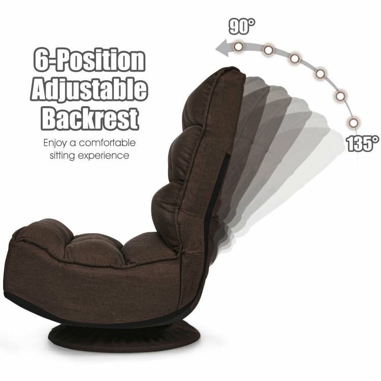 360-Degree Swivel Floor Chair with Foldable Design and Adjustable Backrest