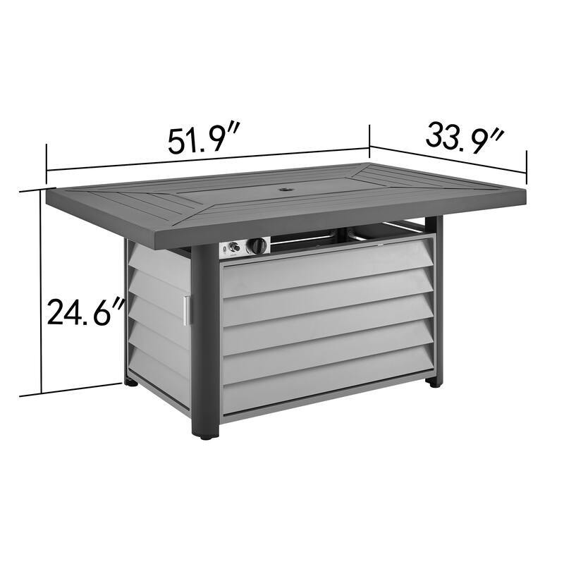Corvus Wevok Rectangle Aluminum Propane Fire Pit Table