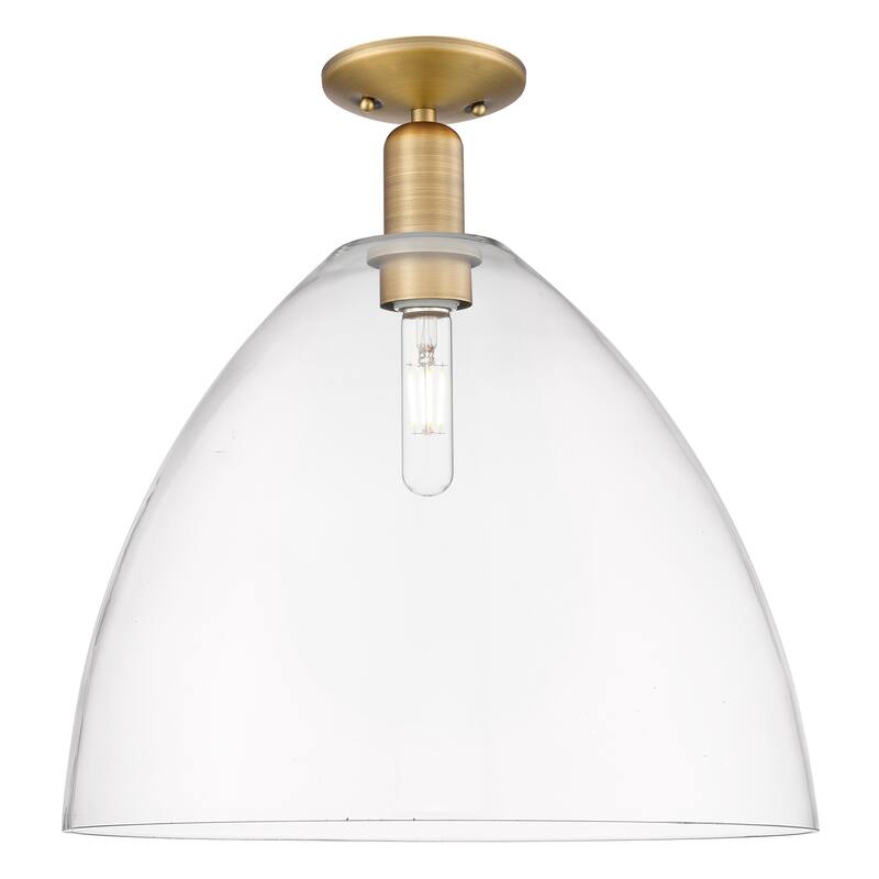 Innovations Lighting Endless Possibilities Arcadia - Bristol - 1 Light 16" Semi-Flush Mount - Clear/Brushed Brass