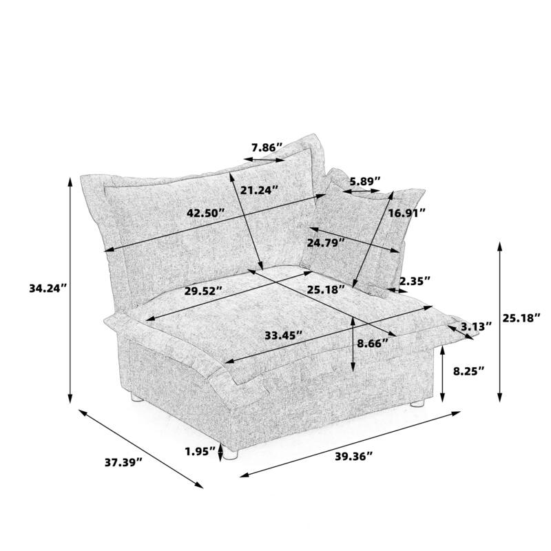 Upholstered Chenille Arm Club Chair Cloud corner cahir