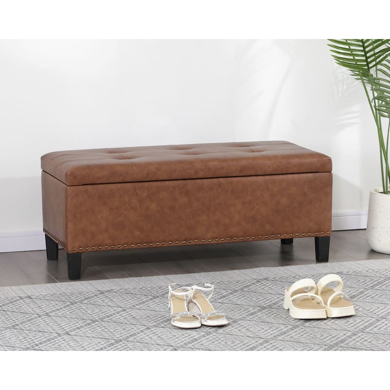 Adeco Storage Ottoman 41" Tufted Bench for Living Room Bedroom