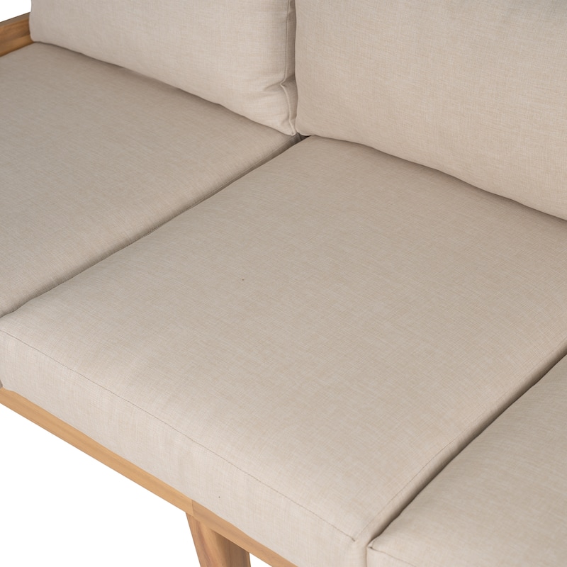 Christopher Knight Home- Maeve Outdoor Curved Acacia Wood 3 Seater Sofa