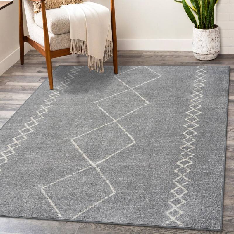 Luxe Weavers Boho Moroccan Geometric Area Rug - 5' x 7' - Gray
