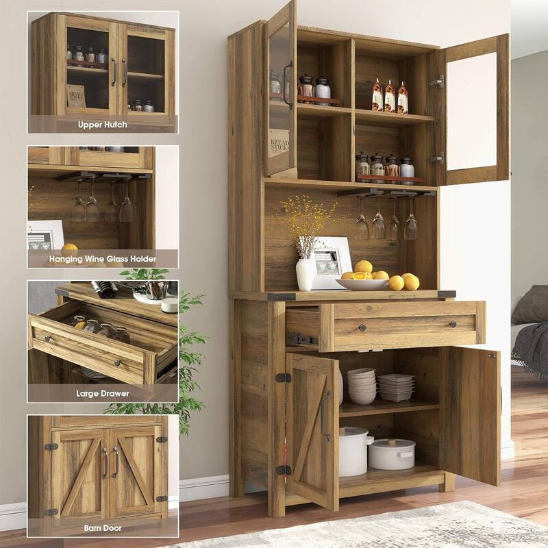 Double Barn Door Accent Cabinet Yellow Walnut - M