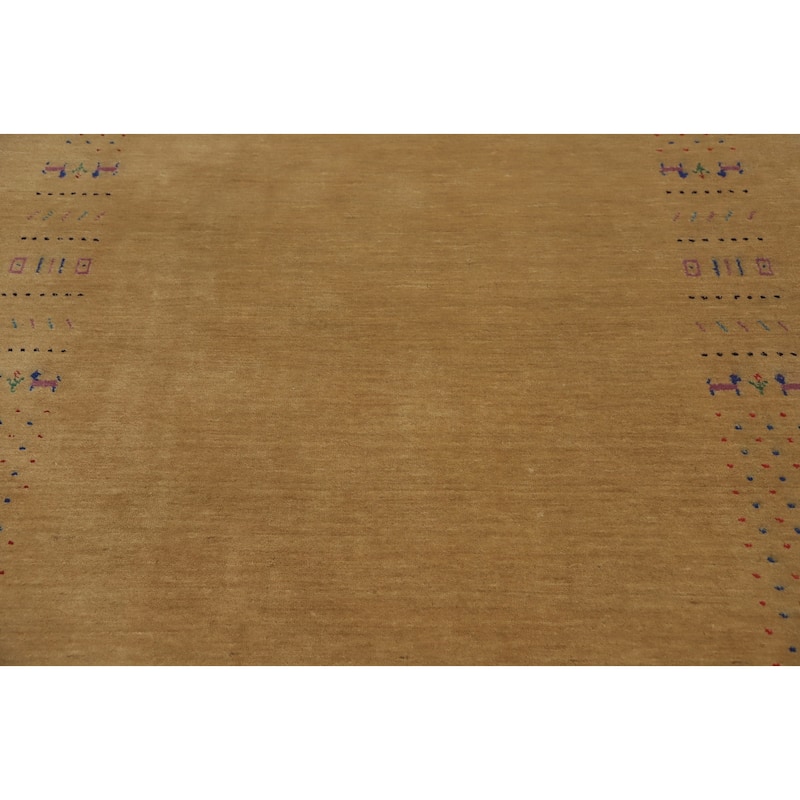 Hand Knotted Oriental 100% Wool Carpet Tribal Animal Pictorial Oranges & Rust Gabbeh Area Rug - 7' 9'' X 5' 0''