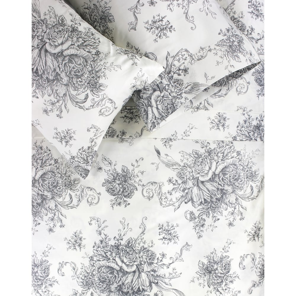 400 Thread Count Cotton Toile Pleat Sheet Set - 5 Color