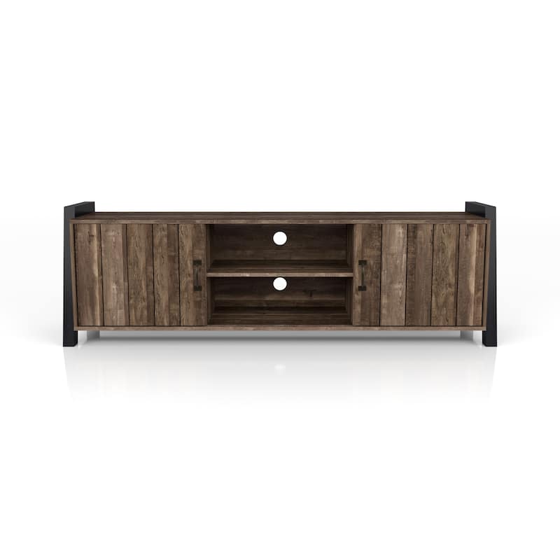 Carson Farmhouse Reclaimed Oak 66-inch 6-Shelf TV Stand