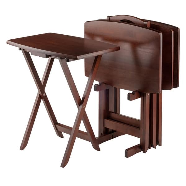 Set of 4 Rich Walnut Oversize Folding Snack Table 25.5" - Bed Bath ...