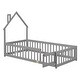 preview thumbnail 26 of 109, Twin/Full Montessori Toddler Floor Bed Frame, Modern House-Shaped Bed Frame with Fence and Full-Length Guardrails for Girls Boys