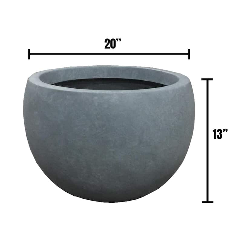 Durx-litecrete Lightweight Concrete Bowl Cement Color Planter-Large - 19.7'x19.7'x13'