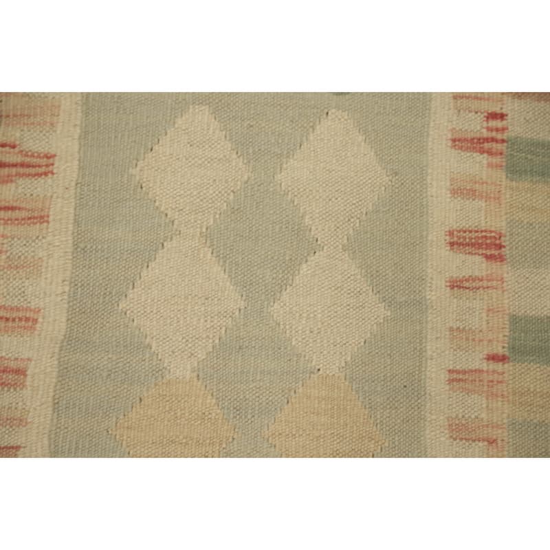 Hand Woven Oriental 100% Wool Carpet Southwestern Tribal Greys & Charcoal Kilim Runner Rug - 6' 2'' X 2' 0''
