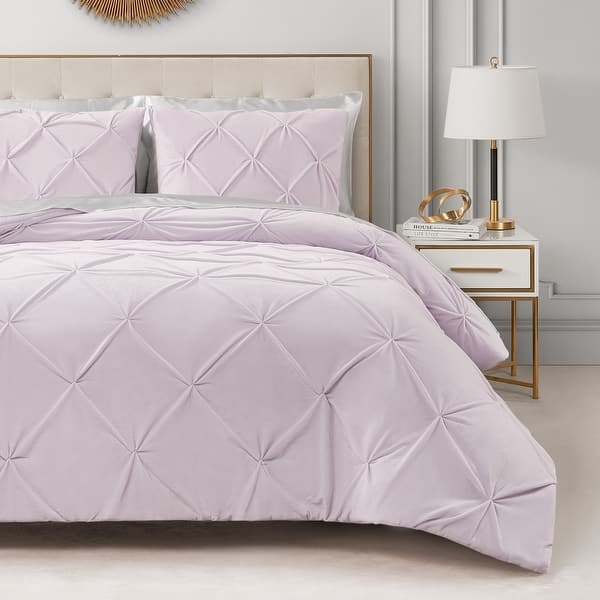 slide 2 of 9, Juicy Couture Kiss Pleat Micromink Plush Comforter Sets Lavender Purple - King