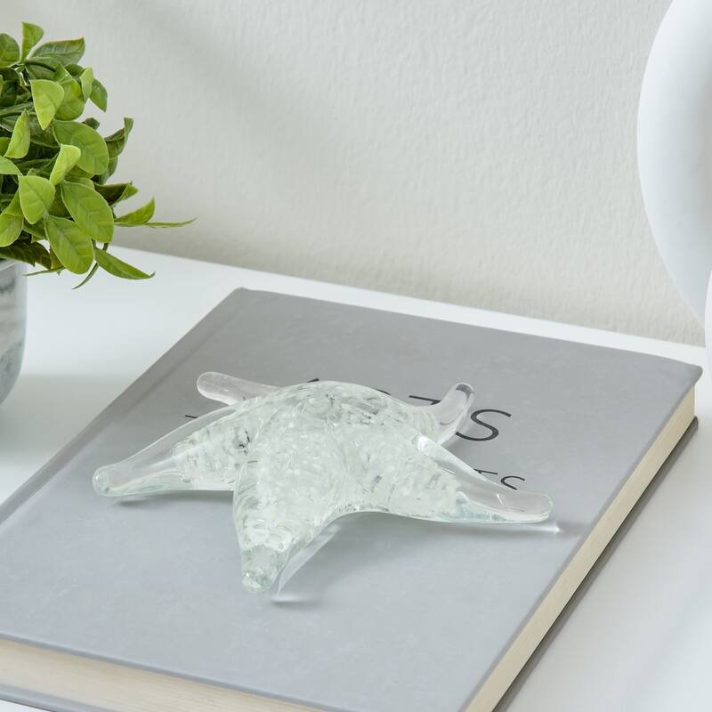 Glowing Glass Starfish Nautical Figure - 14" - Clear