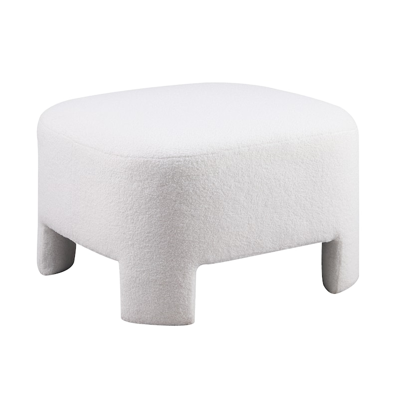 White Sherpa Sofa Ottoman 28.74", No Assembly - Perfect Living Room Addition