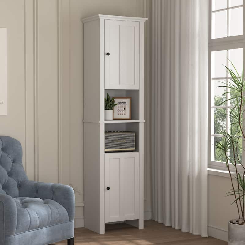 Tall Bathroom Storage Cabinet, Double Door Wood Corner Cabinet, Kitchen Pantry Cabinet with 6 Shelves for Laundry Room, Kitchen