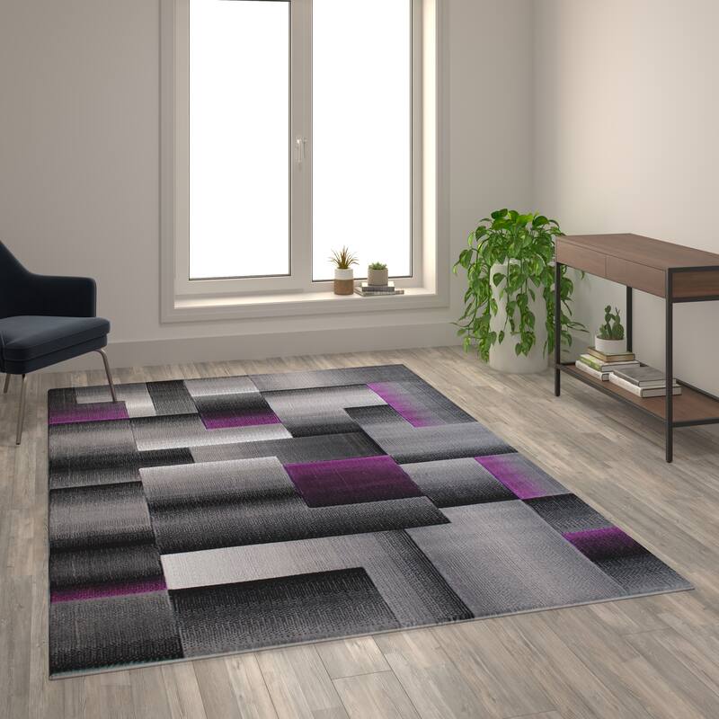 Modern Geometric Style Color Blocked Indoor Area Rug