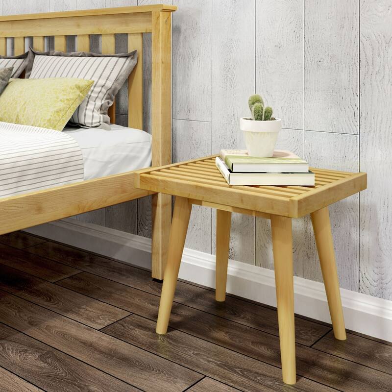 Plank and Beam Mid Century Modern Wood Square Bench