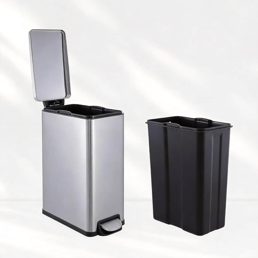 12 Gal Slim Kitchen Trash Can, Garbage Can for Kitchen, Bathroom Narrow Spaces