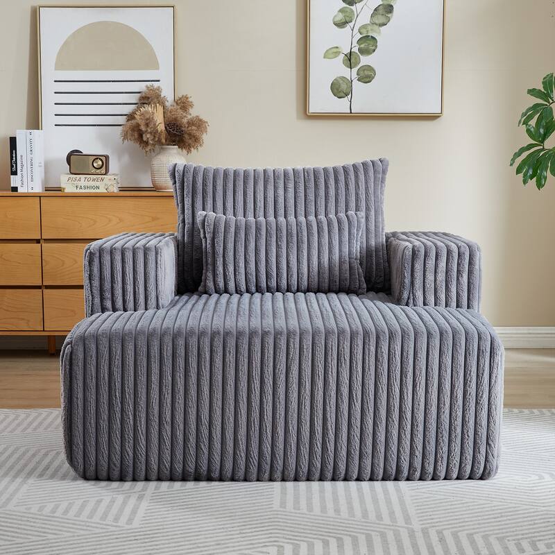 Oversized Corduroy Lounge Chair with Pillow Support - Sofa, Sleeper Couch, Chaise, Ottoman Bench