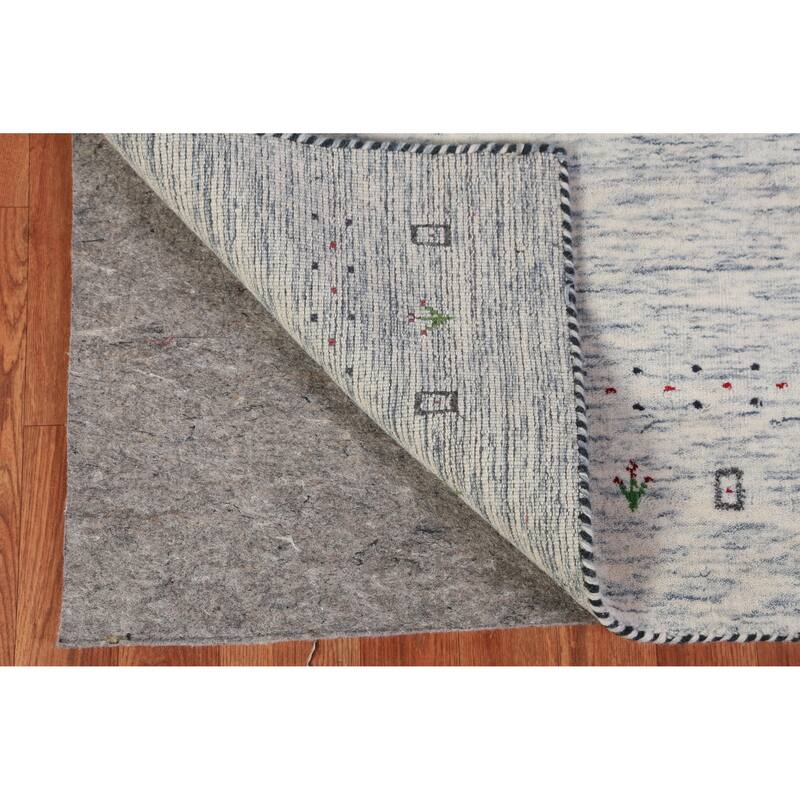 Hand Knotted Oriental 100% Wool Carpet Tribal Animal Pictorial Beige & Ivories Gabbeh Runner Rug - 9' 10'' X 2' 8''