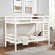 preview thumbnail 11 of 41, Twin over Twin Wooden Bunk Bed,High Guardrail,Ladder,Kids Teens,Dorm White