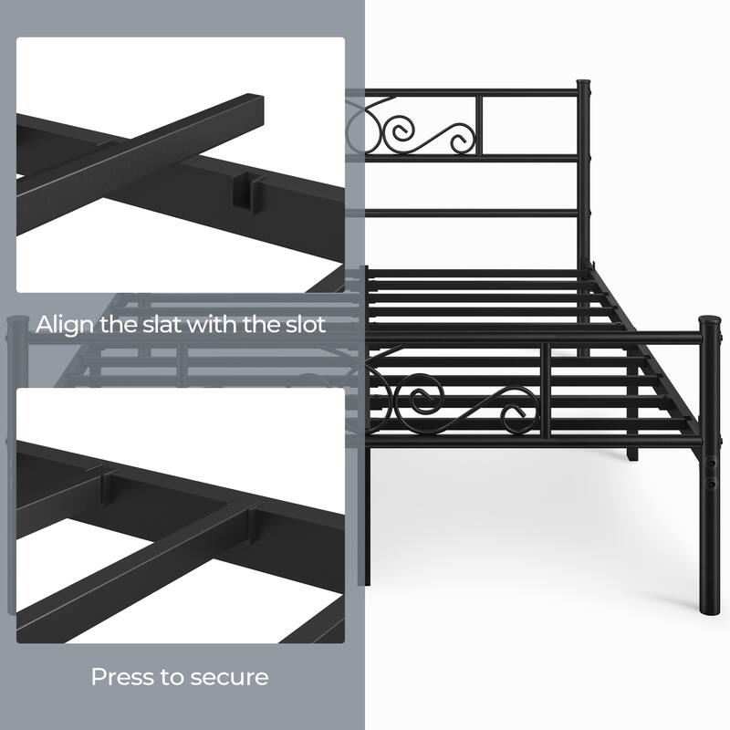 Yaheetech Classic Platform Bed Metal Frame with Headboard