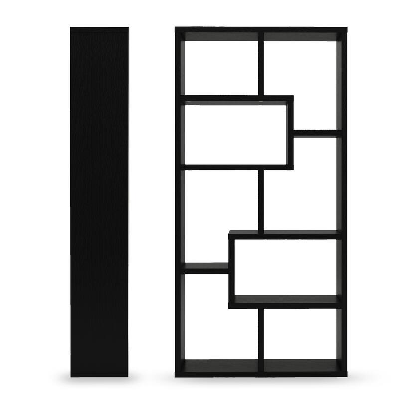 DH BASIC Modern Geometric 8-Shelf Open-Back Bookcase by Denhour