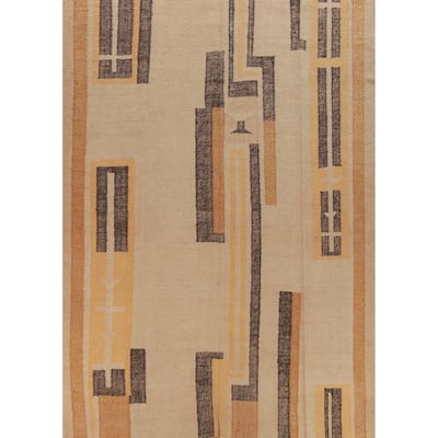 Hand Woven Oriental 100% Jute Carpet Southwestern Modern Beige & Ivories Kilim Area Rug - 12' 1'' X 9' 5''