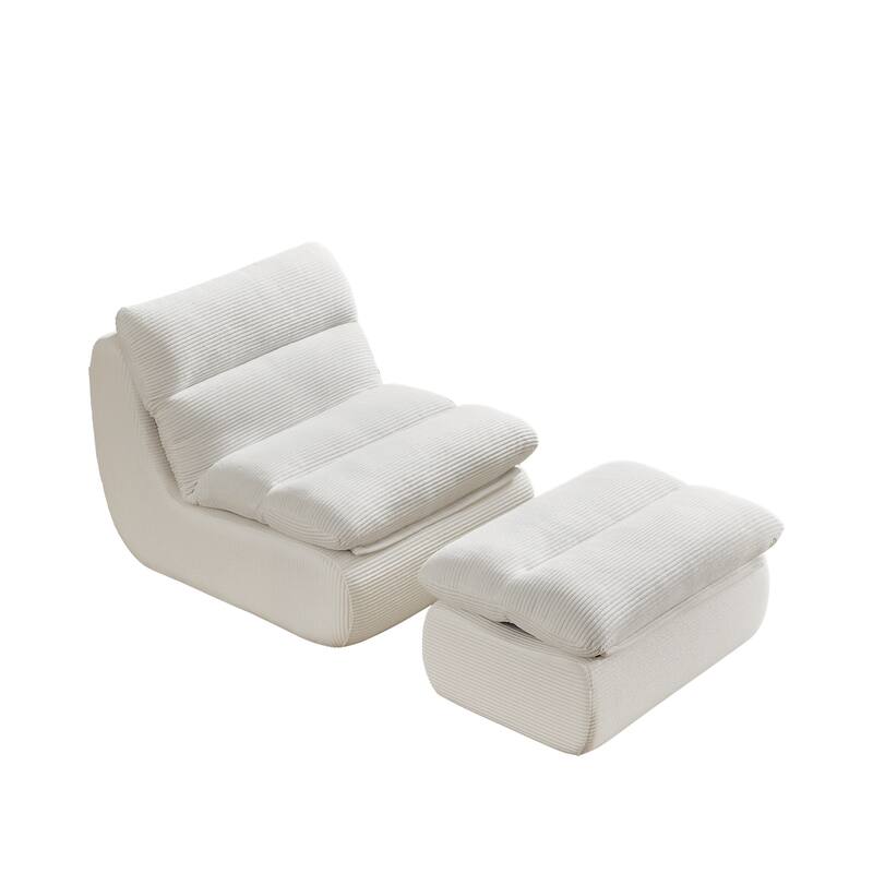 34" Modern Single Sofa Upholstered Sponge Couch with Ottoman for Small Space