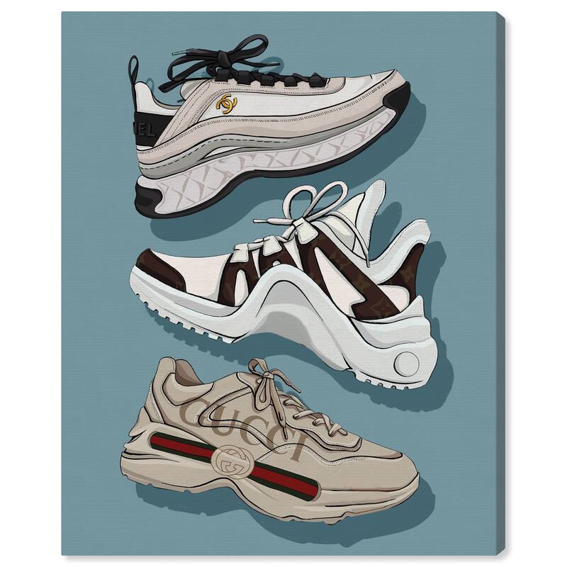 Wynwood Studio Fashion and Glam Glam Sneakers Blue and Modern & Contemporary Wall Art Canvas Print