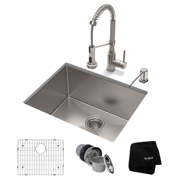 Kraus 3-in-1 Set Undermount Kitchen Sink, Pulldown Faucet, Dispenser. Opens flyout.