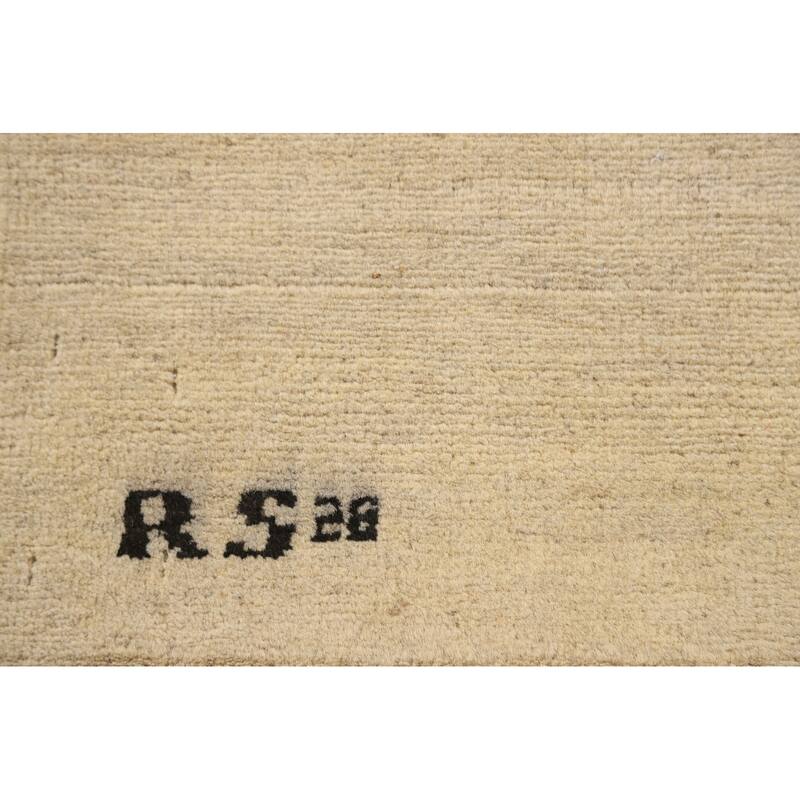 Modern Solid Gabbeh Oriental Foyer Rug Hand-Knotted Wool Carpet - 2'9"x 3'11"