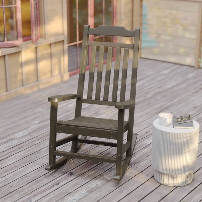 All-Weather Rocking Chair in Faux Wood - Patio and Backyard Furniture