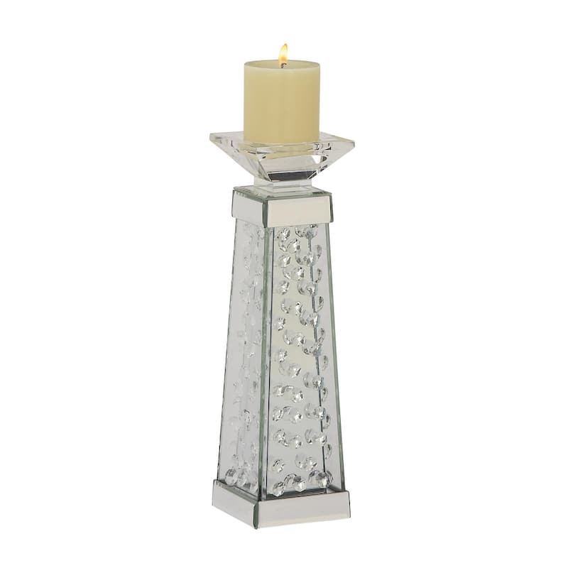 Glass Mirrored Candle Holder - Silver - Roche River Decor - Silver