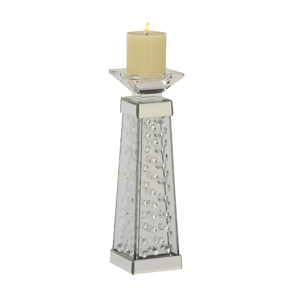 Glass Mirrored Candle Holder - Silver - Roche River Decor